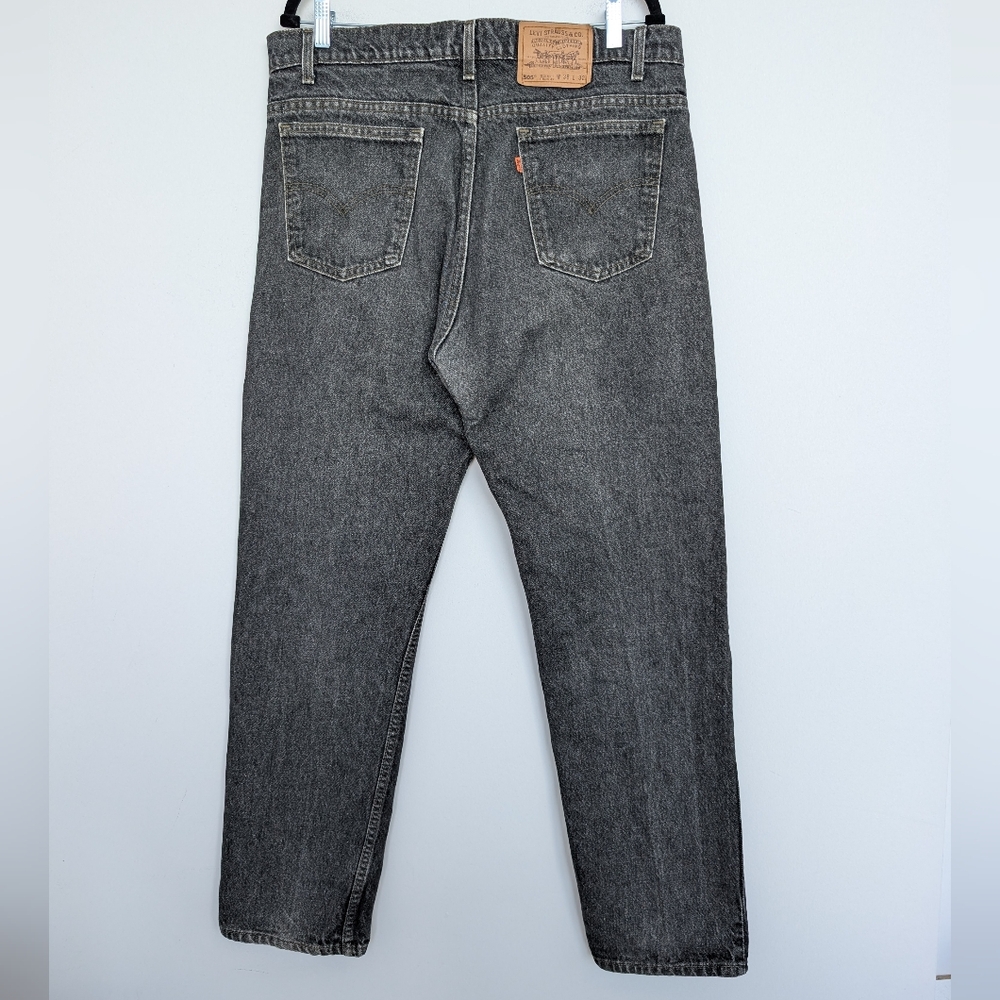 Vintage Orange Tab Levi's 505 Washed Gray Straight Leg Jeans Sz 38x32 Made in US